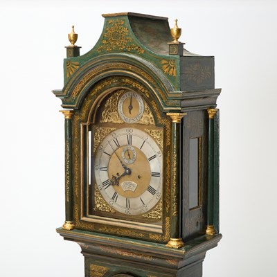 Lot 500 - George III Gilt and Green Japanned Longcase Clock