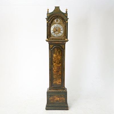 Lot 500 - George III Gilt and Green Japanned Longcase Clock