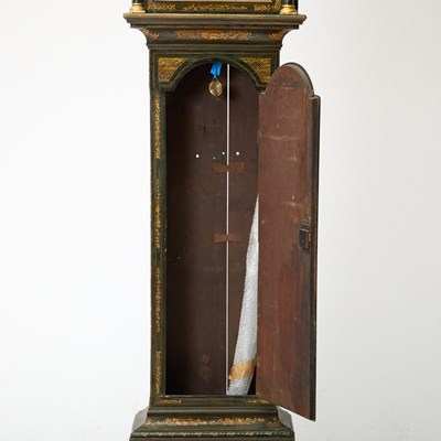 Lot 500 - George III Gilt and Green Japanned Longcase Clock