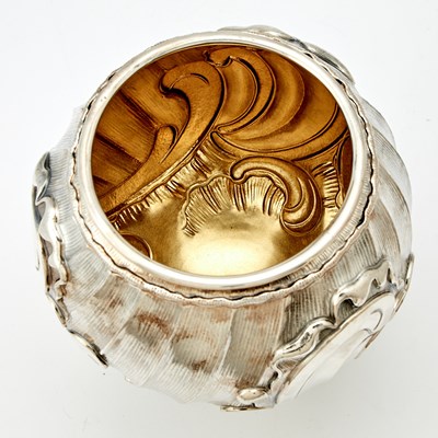 Lot 264 - Modern Fabergé Art Nouveau Style Sterling Silver Footed Bowl