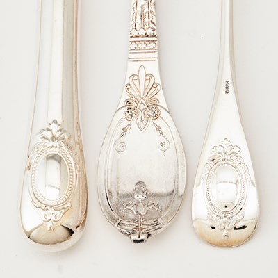 Lot 3124 - Assembled Modern Fabergé Silver-Plate Flatware Service