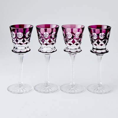 Lot 270 - Two Boxed Sets of Fabergé Imperial Collection Colored Overlay Drinking Glasses