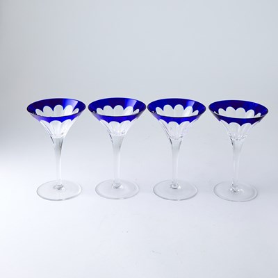 Lot 270 - Two Boxed Sets of Fabergé Imperial Collection Colored Overlay Drinking Glasses