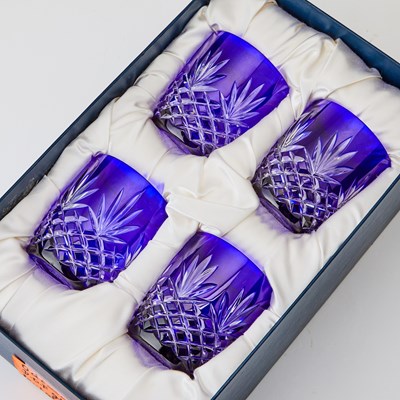 Lot 268 - Four Boxed Sets of Fabergé Imperial Collection Cobalt Overlay Drinking Glasses