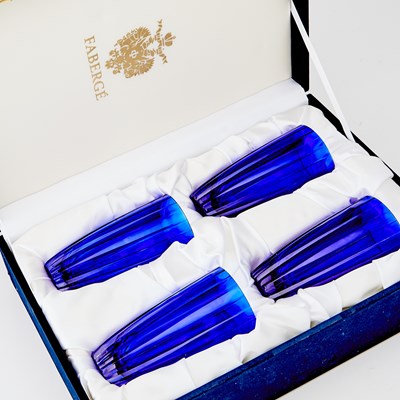 Lot 268 - Four Boxed Sets of Fabergé Imperial Collection Cobalt Overlay Drinking Glasses