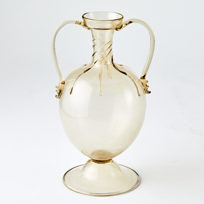 Lot 387 - Italian Blown and Applied Glass Two-Handled Footed Vase