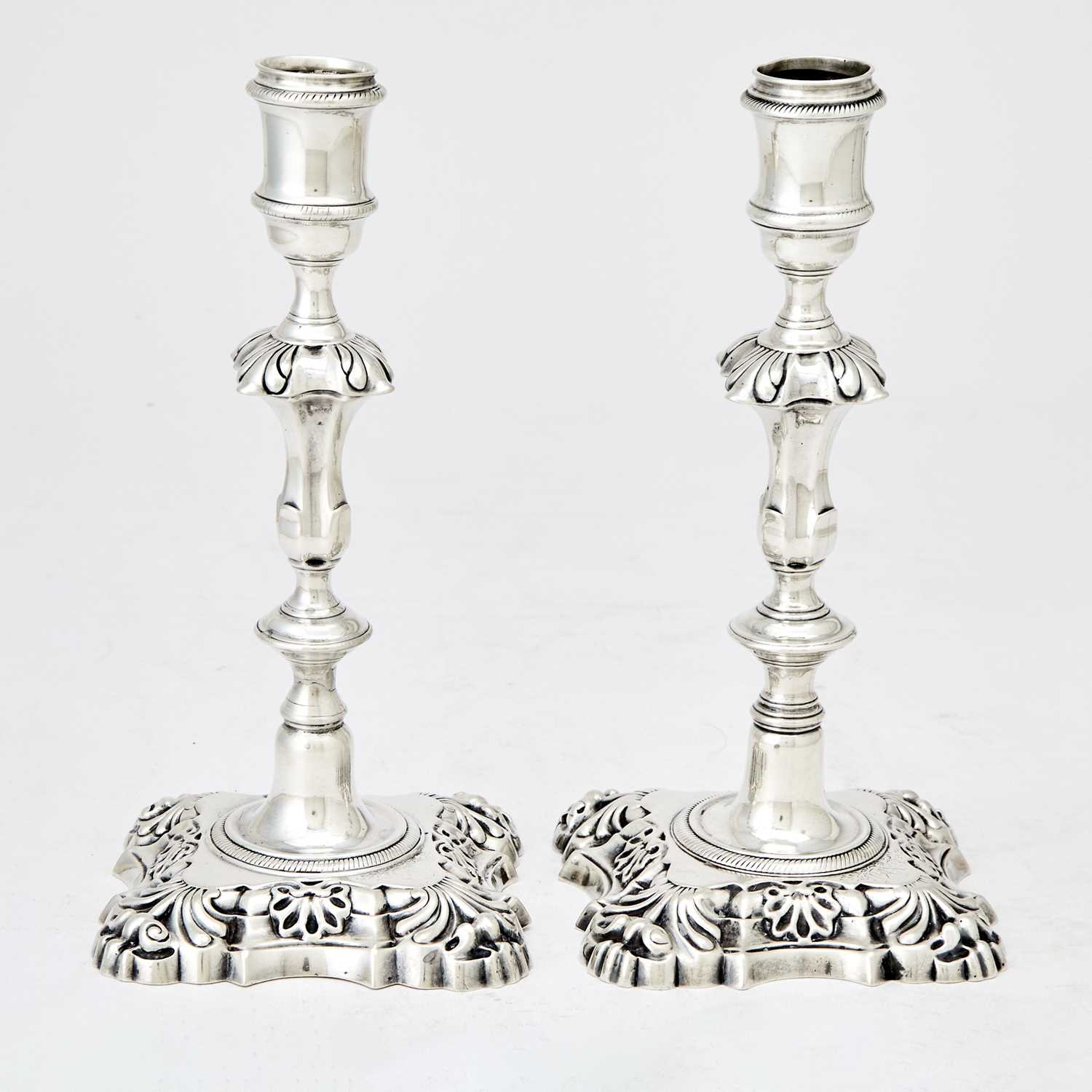 Lot 313 - Pair of George V Sterling Silver Candlesticks