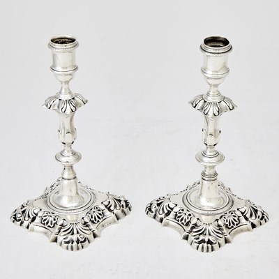 Lot 313 - Pair of George V Sterling Silver Candlesticks