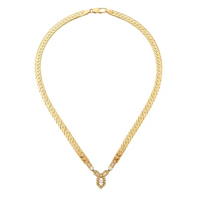 Lot 2371 - Gold and Diamond Necklace