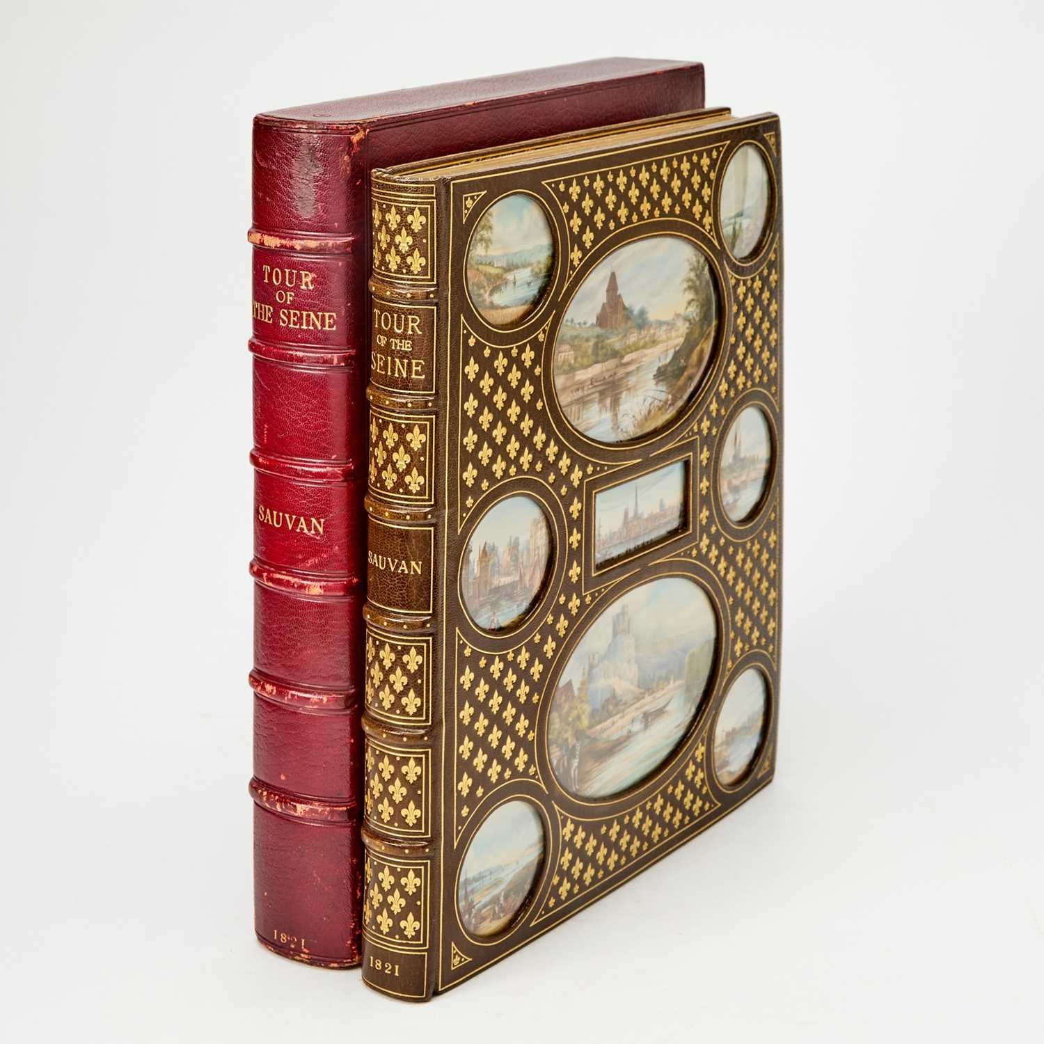 Lot 328 - A magnificent Cosway-style binding on Sauvan's great view book of the Seine