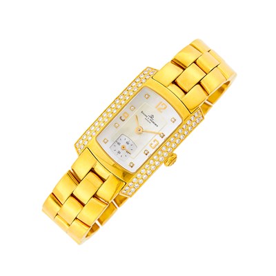 Lot 12 - Baume & Mercier Gold, Mother-of-Pearl and Diamond 'Hampton' Wristwatch