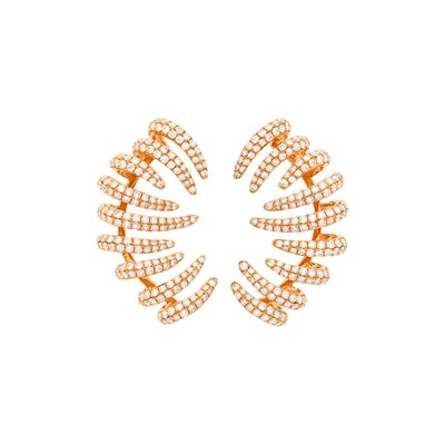 Lot 133 - Pair of Rose Gold and Diamond Cuff Earrings