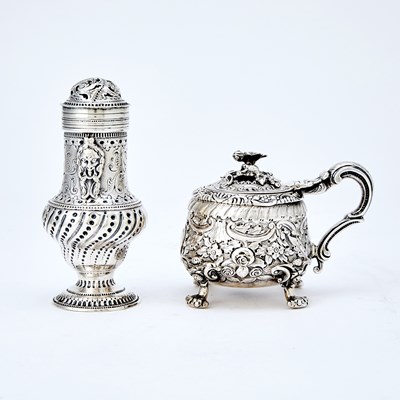 Lot 228 - George II Sterling Silver Pepper Caster and George III Sterling Silver Mustard Pot