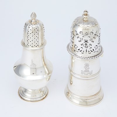 Lot 208 - Victorian Sterling Silver Oversized Sugar Caster and a Silver Plated Oversized Sugar Caster