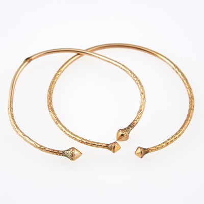 Lot 157 - Two Gold Rigid Bracelets, 10K 13 dwt., damaged