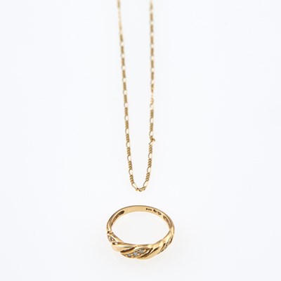 Lot 164 - Diamond Ring and Gold Neck Chain, 14K 2 dwt.