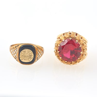 Lot 172 - Two Gold and Stone Rings, 14K 10 dwt. all