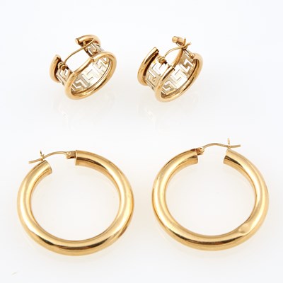 Lot 173 - Four Gold and Stone Earrings, 14K 7 dwt., damaged