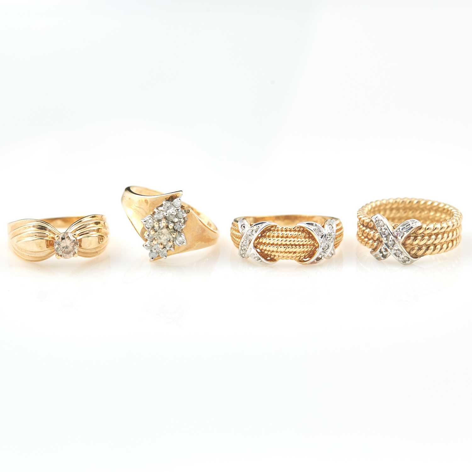 Lot 228 - Four Diamond Rings, 14K 10 dwt.