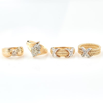 Lot 228 - Four Diamond Rings, 14K 10 dwt.