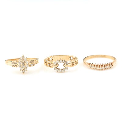 Lot 235 - Three Diamond Rings, 14K 5 dwt., stones damaged