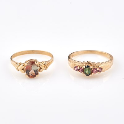 Lot 244 - Two Gold and Stone Rings, 14K 3 dwt. all