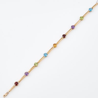 Lot 246 - Gold and Stone Flexible Bracelet, 14K 2 dwt. all