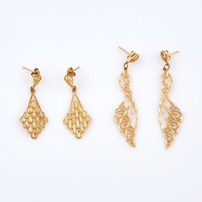 Lot 250 - Four Gold Earrings, 14K and 10K 3 dwt. all