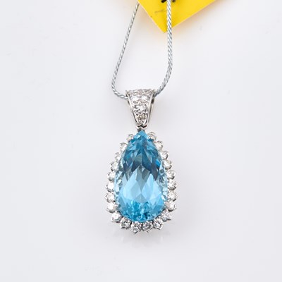 Lot 262 - Diamond and Stone Pendant, 30 diamonds about 1.20 cts., 14K 5 dwt. all, stone missing