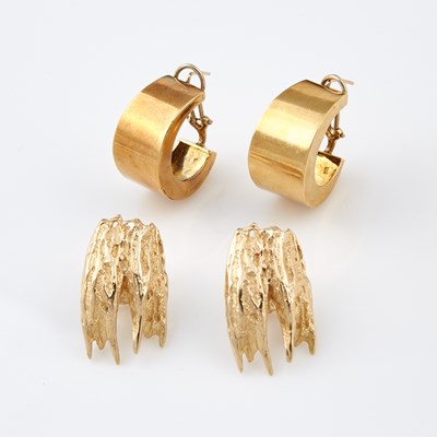 Lot 285 - Four Gold Earrings, 14K 20 dwt., damaged