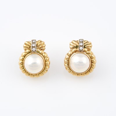 Lot 287 - Two Gold, Bead and Stone Earrings, 18K 11 dwt. all