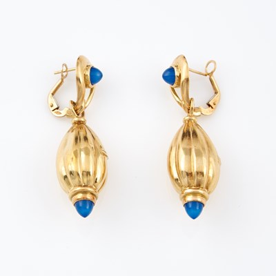 Lot 288 - Two Gold and Stone Earrings, 18K 10 dwt. all