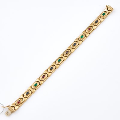 Lot 292 - Gold and Stone Flexible Bracelet, 14K 12 dwt. all