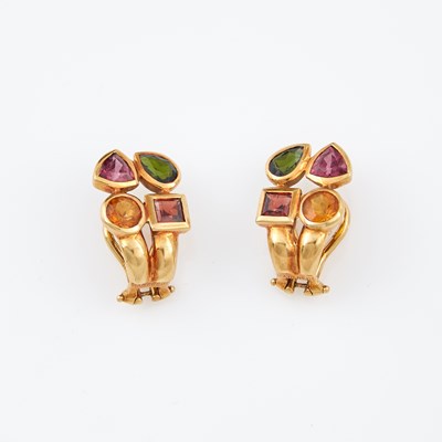 Lot 309 - Two Gold and Stone Earrings, 18K 5 dwt. all