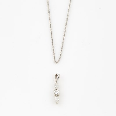 Lot 316 - Diamond Pendant, 3 diamonds about 0.40 ct. and Gold Neck Chain, 14K 1 dwt.