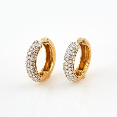 Lot 336 - Two Diamond Earrings, 74 diamonds about 1.85 cts., 18K 7 dwt.