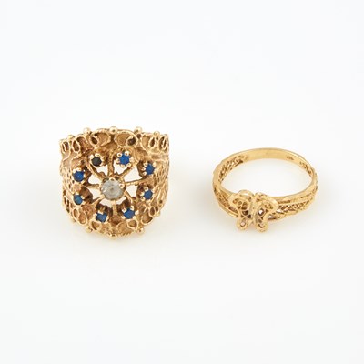 Lot 340 - Two Gold and Stone Rings, 14K 5 dwt. all