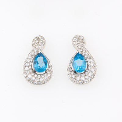 Lot 349 - Two Diamond and Stone Earrings, 125 diamonds about 2.50 cts., 10K 8 dwt. all