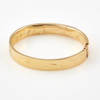 Lot 363 - Gold Rigid Bracelet, 14K 12 dwt., damaged