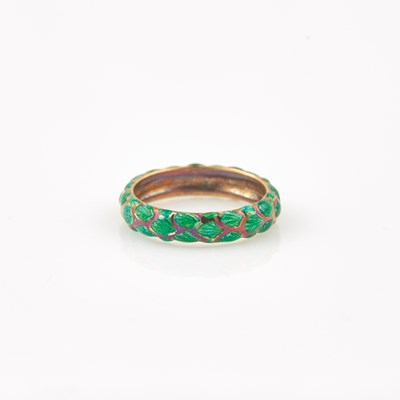 Lot 430 - Gold and Enamel Ring, 18K 2 dwt. all