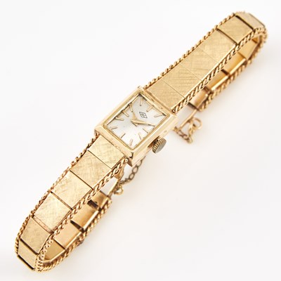 Lot 446 - Ladys Gold Bracelet Watch, 17 Jewels, Swiss, 14K 16 dwt. all