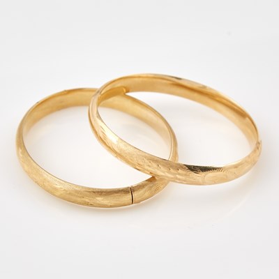 Lot 503 - Two Gold Rigid Bracelets, 14K 13 dwt., damaged