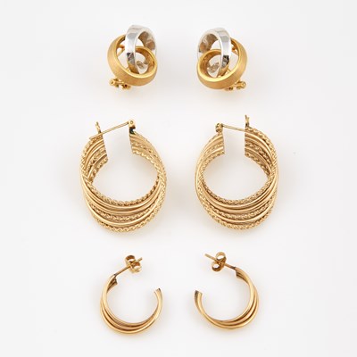 Lot 507 - Six Gold Earrings, 14K 11 dwt.