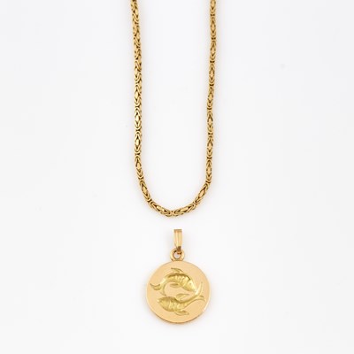 Lot 509 - Gold Pendant and Neck Chain, 14K 9 dwt.