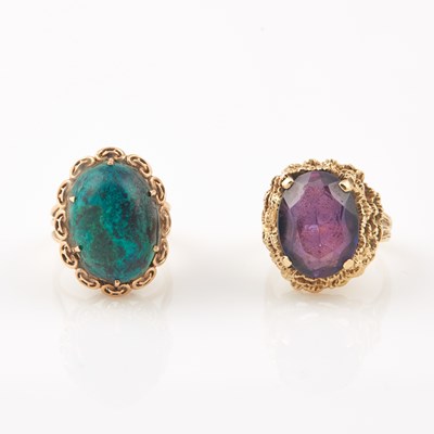 Lot 510 - Two Gold and Stone Rings, 14K 10 dwt. all