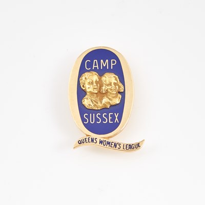 Lot 518 - Gold and Enamel Pin, 14K 9 dwt. all