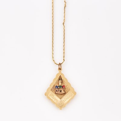 Lot 547 - Gold and Stone Pendant and Neck Chain, 14K 4 dwt. all