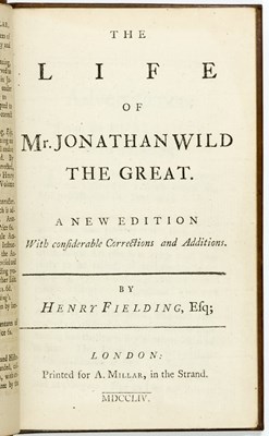 Lot 663 - Fielding's satirical novel about the London criminal Jonathan Wild, a stand-in for Robert Walpole