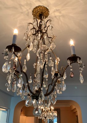 Lot 201 - Louis XV Style Metal and Glass Chandelier