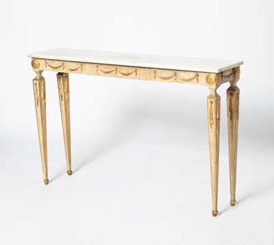 Lot 163 - Italian Neoclassical Style Marble Top Painted Wood Console Table